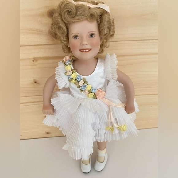 MBI Other - MBI Porcelain Shirley Temple 10” Doll “Baby Take a Bow” Ruffled White Dress
